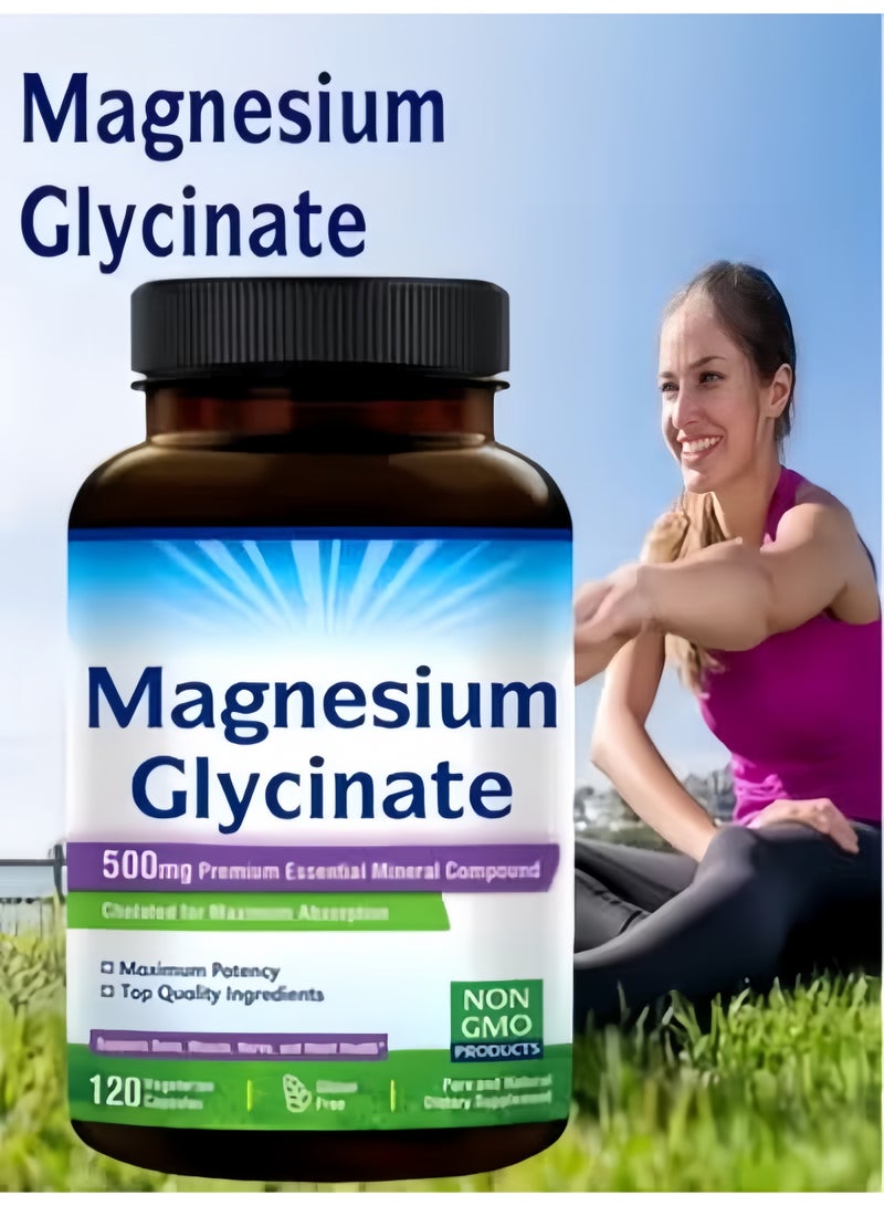 Magnesium Glycinate 500mg Premium Mineral Dietary Supplement: Gentle, Highly Absorbable Formula with 70.5mg of Elemental Magnesium Per Capsule, 120 Non-GMO & Gluten-Free Capsules – An All-Round Magnesium Supplement for Supporting Muscle & Nerve Health, Cardiovascular Care, and Physical & Mental Relaxation - Image 4