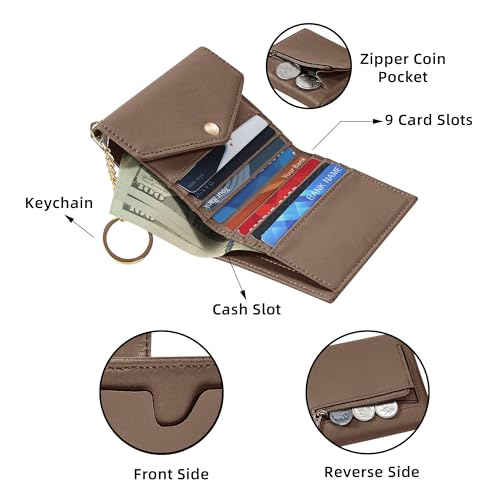 Gostwo Womens Wallet RFID Blocking Small Wallets Woman Credit Card Holder Trifold Ladies Wallets with Coins Zipper Pocket(Chocolate) - Image 3