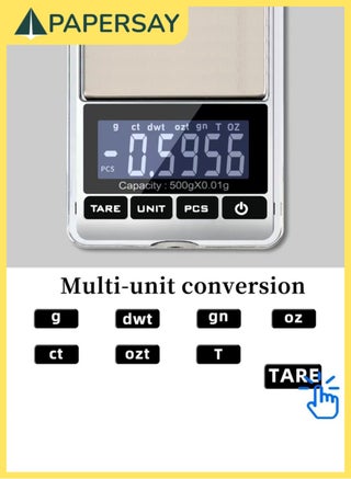 ميزان جرامات رقمي دقيق، سعة 500 جم / دقة 0.001 أونصة و0.01 جم، ميزان جيبي صغير محمول لوزن المجوهرات، مع وظيفة الصفر (Tare) والإيقاف التلقائي، مصنوع من الفولاذ المقاوم للصدأ - view 5
