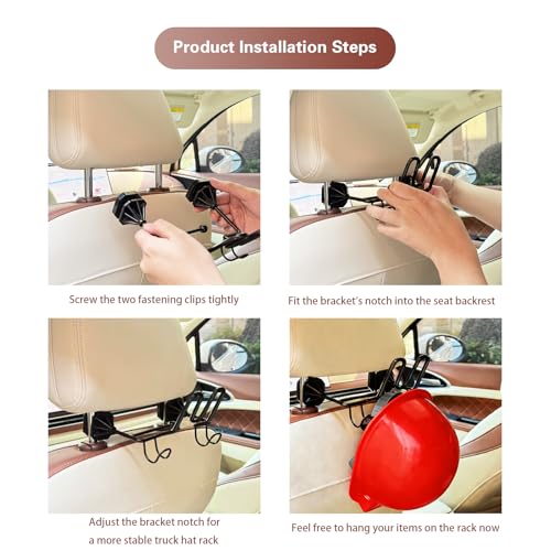 Buhobha 2-Pack Truck Hard Hat Holder, Multi-Functional Accessory with Three Extra Hooks, Perfect for Storing Hard Hats, Safety Vests, Tool Bags and Cowboy Hat - Image 4