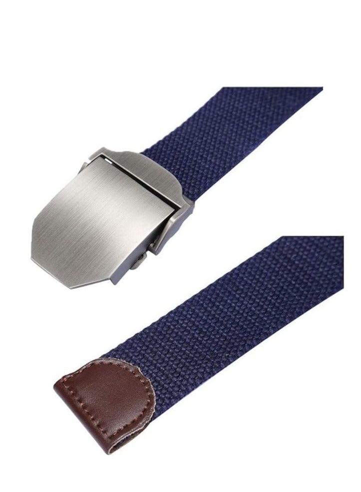 Tango Men's Canvas Webbing Belt - Military Style - Tactical Belt with Metal Buckle - Adjustable Strap to Make Comfortable Fit. (Plain Navy) - Image 4