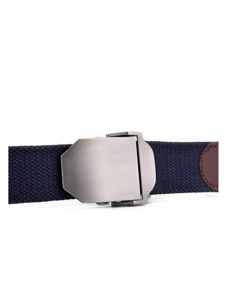 Tango Men's Canvas Webbing Belt - Military Style - Tactical Belt with Metal Buckle - Adjustable Strap to Make Comfortable Fit. (Plain Navy) - Image 3