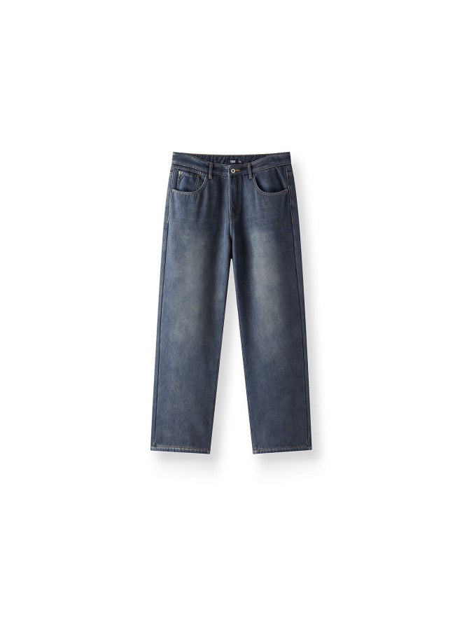Semir Men's Winter Fleece-lined Thickened Loose Straight-leg Vintage Washed Jeans Model 109725124105 - Image 3