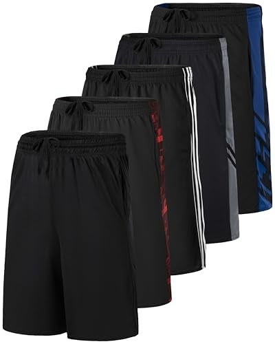 REALESSENTIALS Real Essentials 5 Pack: Men’s 9" Mesh Shorts – Athletic Gym, Workout, Basketball, Running, Casual Lounge Activewear Pockets, Set 8,XL - Image 1