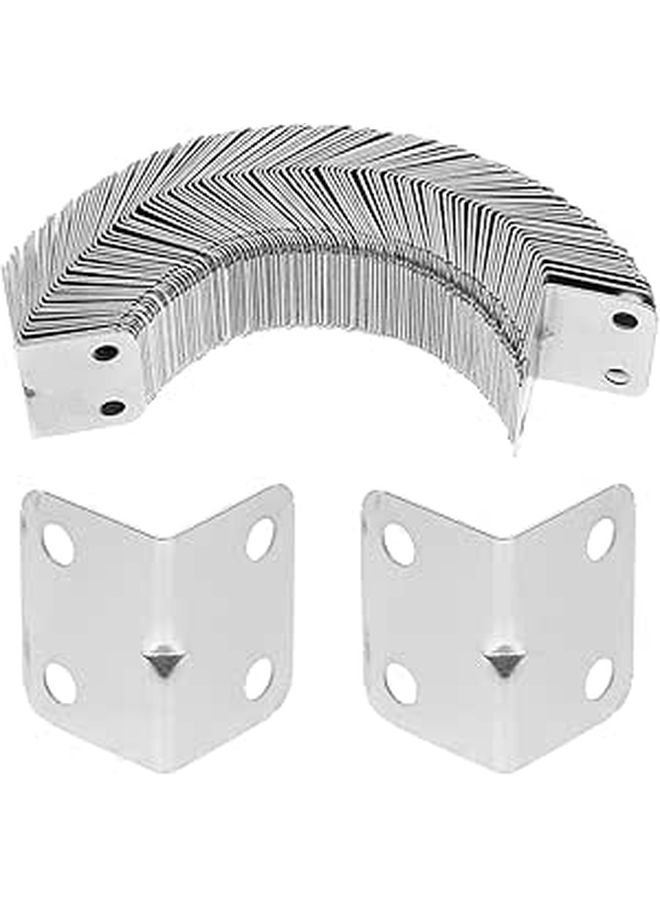 100pcs L Shaped Corner Braces Nickel Plated Metal Right Angle Bracket For Furniture Fixation - Image 1