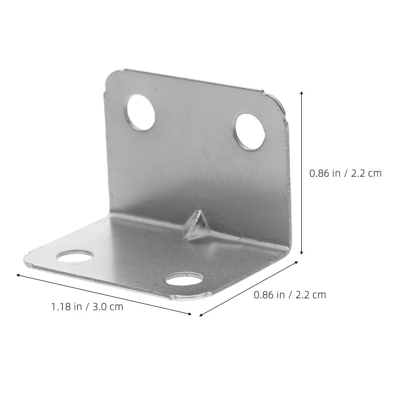100pcs L Shaped Corner Braces Nickel Plated Metal Right Angle Bracket For Furniture Fixation - Image 3