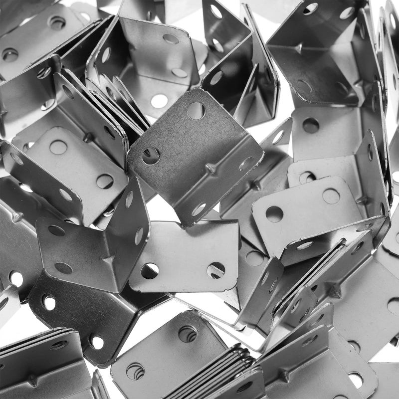100pcs L Shaped Corner Braces Nickel Plated Metal Right Angle Bracket For Furniture Fixation - Image 4