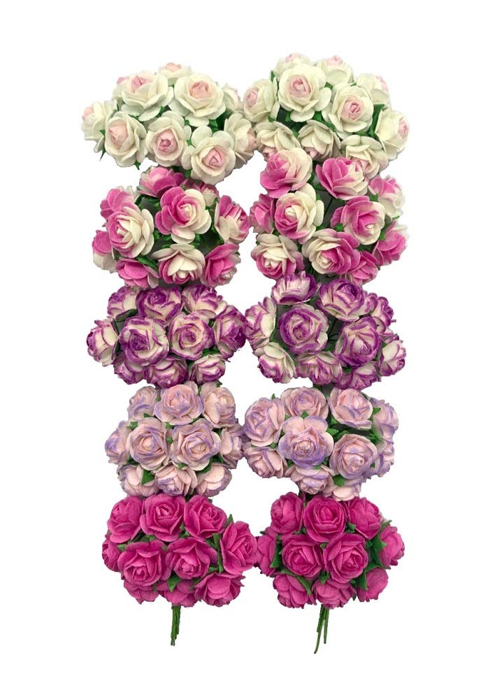 RATREE 888 100 pcs Mini Rose Mixed Pink Colors Mulberry Paper Flower 1518 mm Scrap Booking Wedding DIY Craft Supplies Card Small Roses Mixed Pink