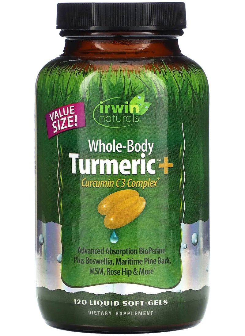 Irwin Naturals - Whole-Body Turmeric + Curcumin C3 Complex, 120 Liquid Soft-Gels - Image 1
