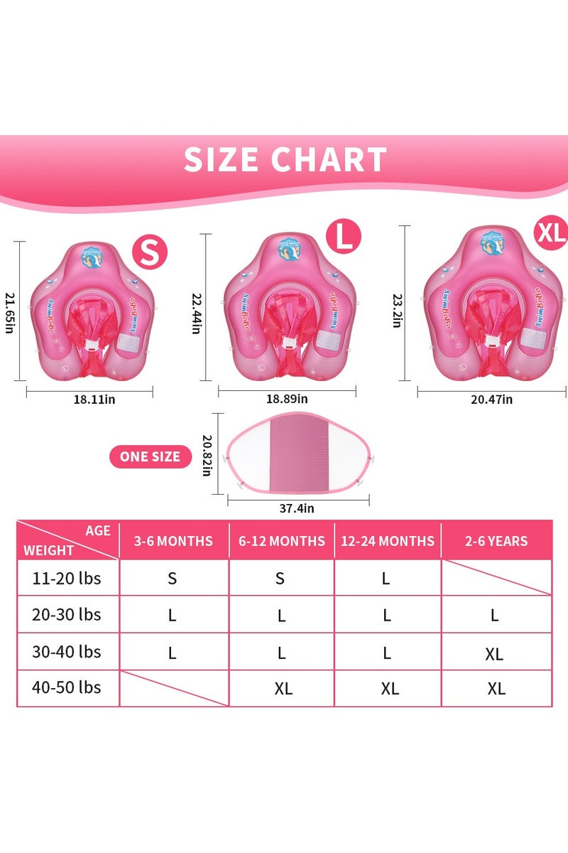 سويمبوبو عوامة سباحة للأطفال، حلقة سباحة للأطفال، سترة سباحة للأطفال الصغار، حلقة عائمة لخصر الأطفال، عوامة أطفال قابلة للنفخ مع مظلة، حلقة سباحة للأطفال، دورة سباحة للأطفال الصغار (وردي) - Image 2