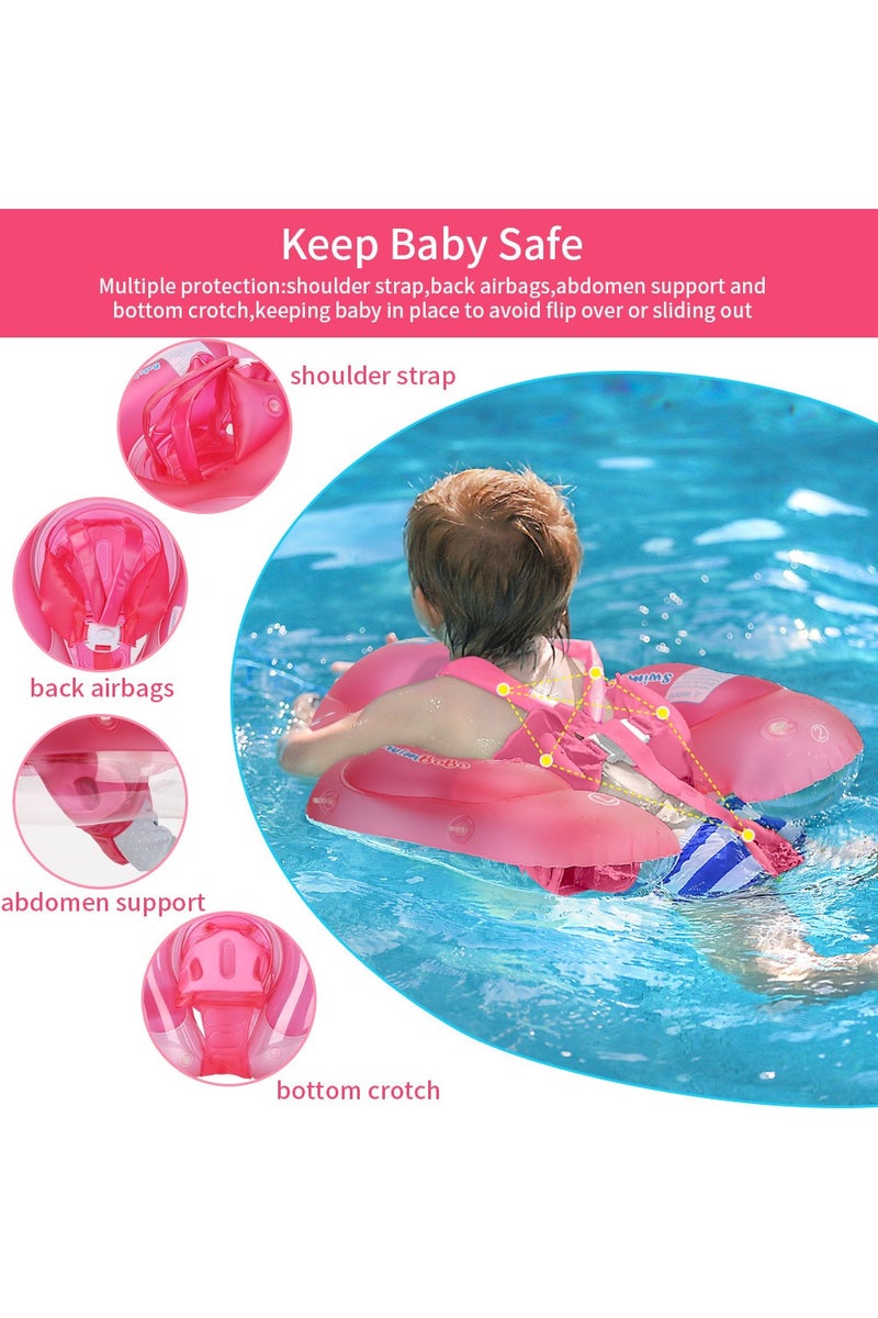 سويمبوبو عوامة سباحة للأطفال، حلقة سباحة للأطفال، سترة سباحة للأطفال الصغار، حلقة عائمة لخصر الأطفال، عوامة أطفال قابلة للنفخ مع مظلة، حلقة سباحة للأطفال، دورة سباحة للأطفال الصغار (وردي) - Image 5
