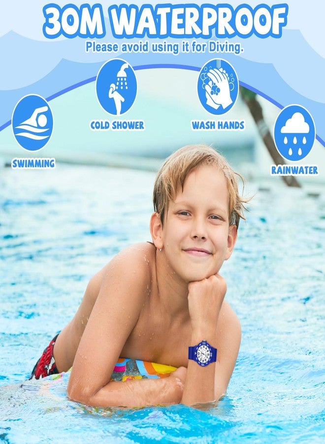 SOCICO Kids Analog Watch with Light for Boys Girls Waterproof Time Teaching Watch with Soft Band Learning Time Wrist Watch Easy to Read for Children Great Gifts, Blue, classic and simple - Image 4