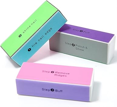 Ericotry 4PCS 4 Way Nail Buffing Block Nail Files Grit Nail File Buffer Sponge Emery Board Nail Art Care Buffing Mini Manicure Sanding Blocks Polishing ToolColor Random - Image 4