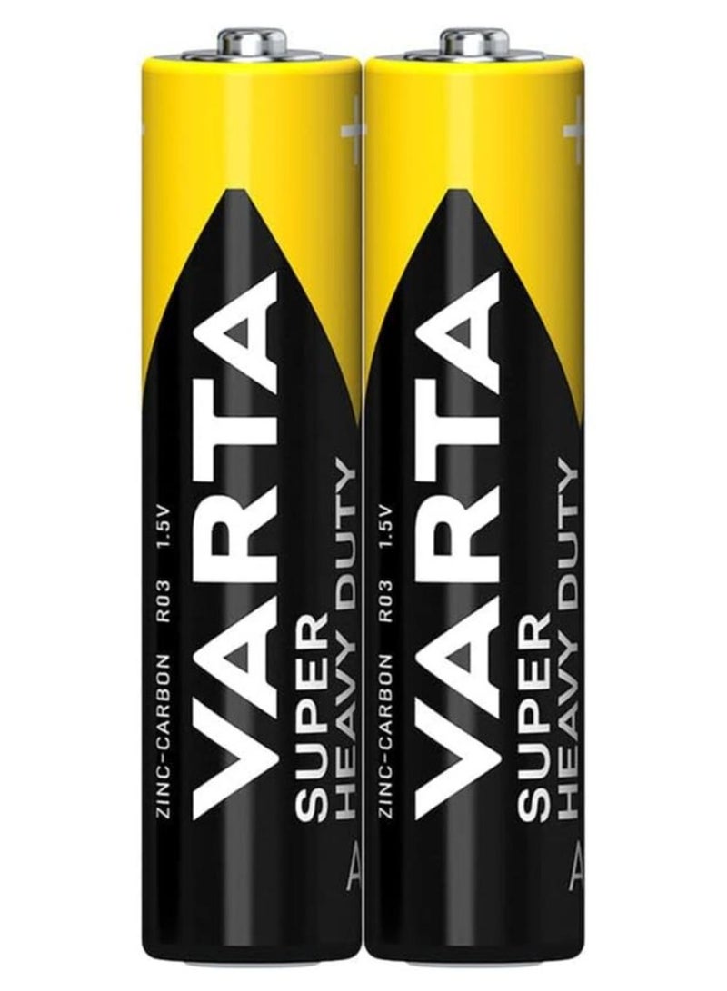 فارتا بطارية شديدة التحمل مقاس AAA 1.5 فولت، بطارية زنك وكربون R03 - 2 قطعة، صنع في فيتنام