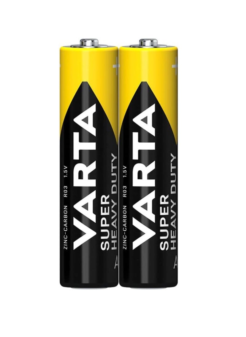 VARTA Super Heavy Duty Battery Size AAA 1.5V, Zinc-Carbon R03 Battery - 2 pes , Made in Vietnam 