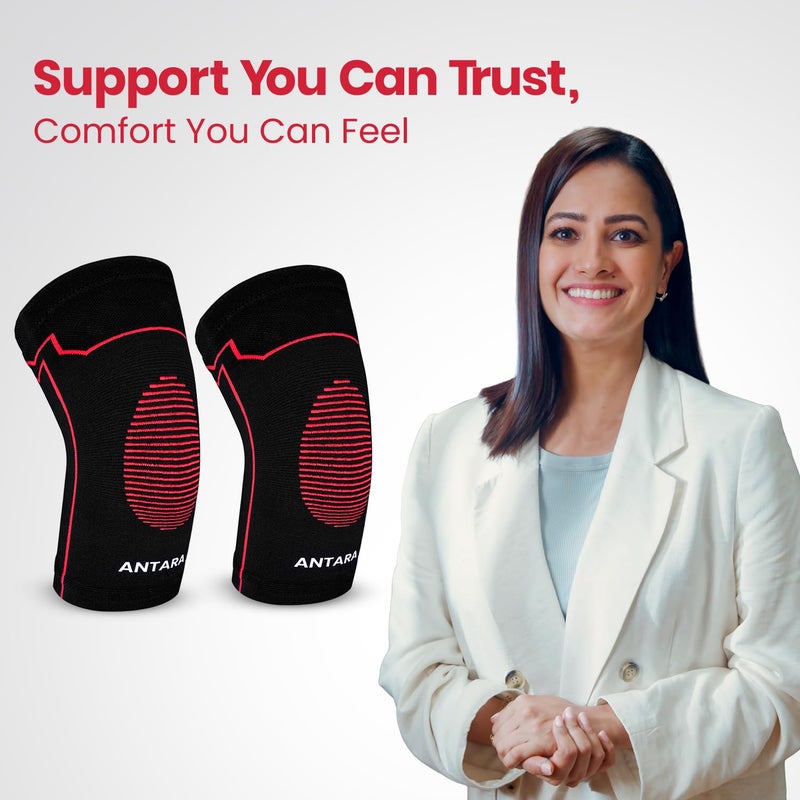 AGEasy Antara (Max Group) Kneecap for Men & Women | Knee Support for Gym, Sports & Pain Relief | 4-Way Stretch, Anti-Slip, Inner Cotton Lining for Comfort | Knee Sleeves for Squats, Running & Cycling (M, Comfort Stretch Pro) - Image 2