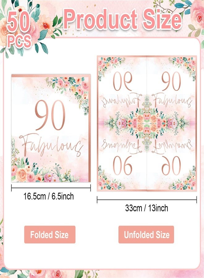 Wiooffen 50pcs Fabulous Rose Gold Floral Paper Napkins - Happy 90th Birthday Party Supplies for Women - Image 2