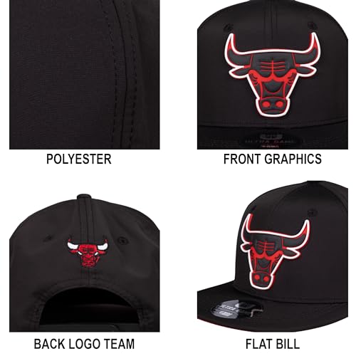 Ultra Game Youth NBA Official Ultimate Snap Back Baseball Cap Hat, Chicago Bulls, Black, One Size - Image 4