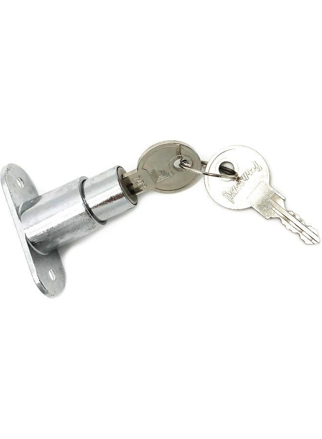 XMHF Push Plunger Lock, 19mm Cylinder Zinc Alloy Chrome Finish, 2Pcs, Keyed Different - Image 3