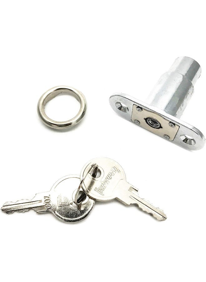 XMHF Push Plunger Lock, 19mm Cylinder Zinc Alloy Chrome Finish, 2Pcs, Keyed Different - Image 2