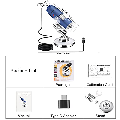 Jiusion 2K HD 2560x1440P USB Digital Microscope for Android Cellphone and Tablet Windows Mac Linux, 40X to 1000X Magnification Endoscope Handheld Mini Magnifier Camera for Coin Facial Skin Scalp - Image 5