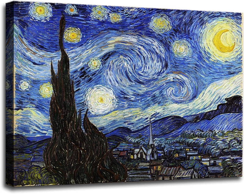 OKEXCKK Starry Night Canvas Art Print - Image 1