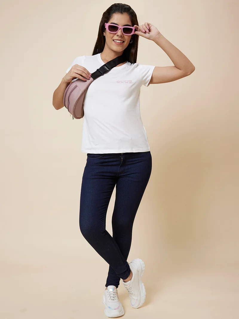 Women Round Neck Short Sleeves Pure Cotton Casual T-Shirt