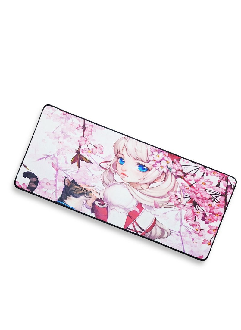 Generic Gaming Mouse Pad , Cute Anime Girl Themed ( 70cmx30cmx3mm ), HD Printing Style Desk Mat, Mouse and Keyboard Pad Extended, Waterproof Fabric Surface Mouse Pads for Desk, Anti-Slip Rubber Base  - Image 4