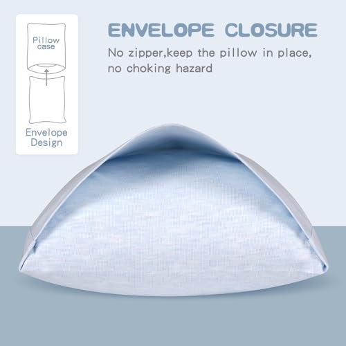 Zenssia Organic Cotton Toddler Pillowcase/Travel Pillowcase Pack of 2 Set 13x18 Inches with Envelope Closure - Soft & Breathable Baby Pillow Case Cover Solid Blue - Image 3