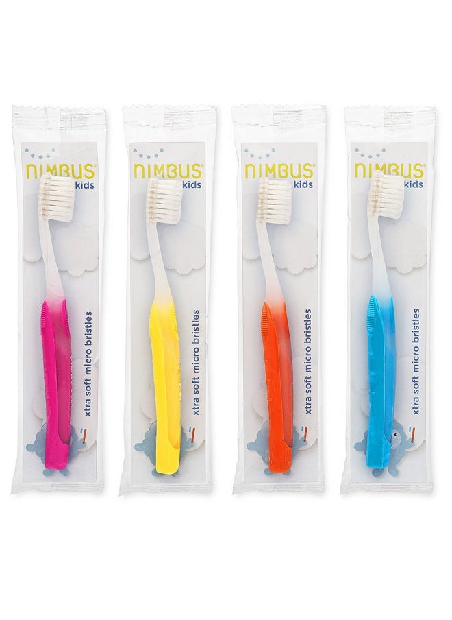 Nimbus NIMBUS NIMBY Kid's Extra Soft Toothbrushes for Sensitive Teeth and Receding Gums, Periodontist Design Plaque Remover Travel Toothbrush, Individually Wrapped (4 Pack, Colors May Vary)  - Image 1