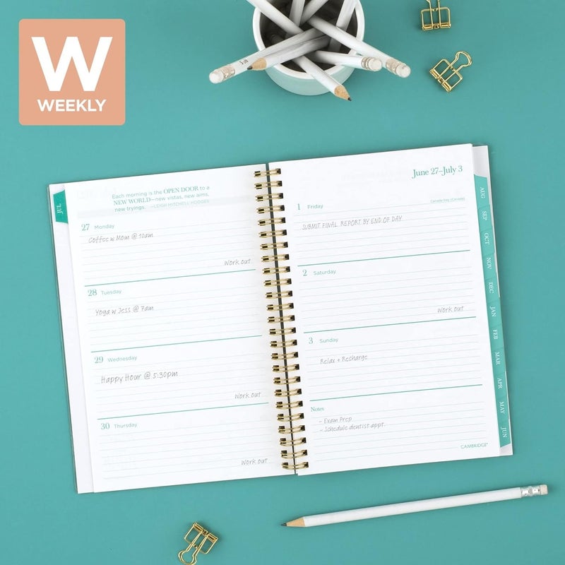 Cambridge 2022-2023 Planner, Weekly & Monthly Academic, 5-1/2" x 8-1/2", Small, Customizable, WorkStyle, Oasis, Green (1617-201A) - Image 2
