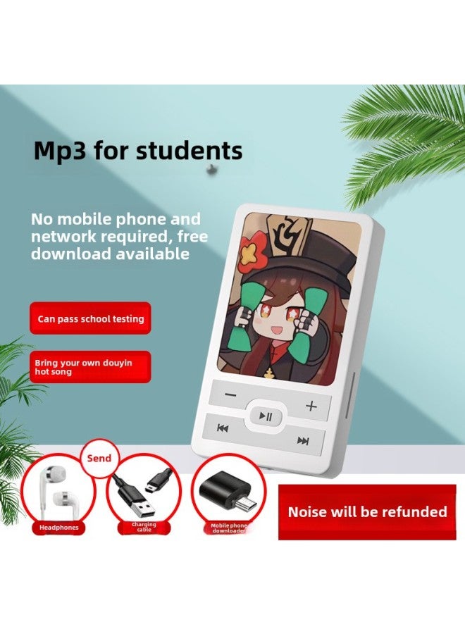 Genuine Goods Cartoon Mp3 Walkman Student Version Mp4 Portable Music Playing Outside Listening English Learning Small-Body Color:Genshin Impact-Memory Capacity:128gb-official Standard Configuration - Image 1