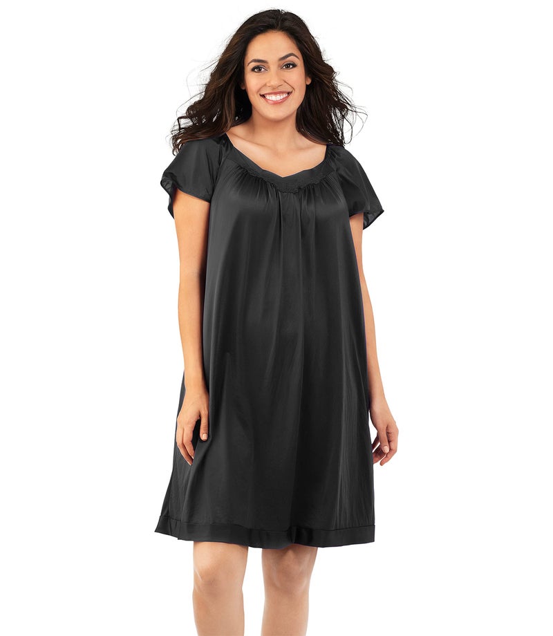 Exquisite Form Women's 30109 Nylon Tricot Flutter Sleeve Short Knee Length Nightgown - Image 1