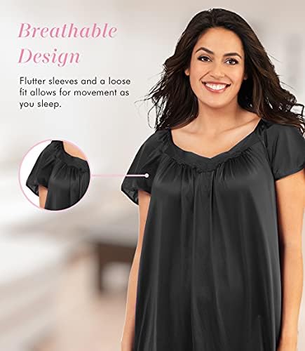 Exquisite Form Women's 30109 Nylon Tricot Flutter Sleeve Short Knee Length Nightgown - Image 2