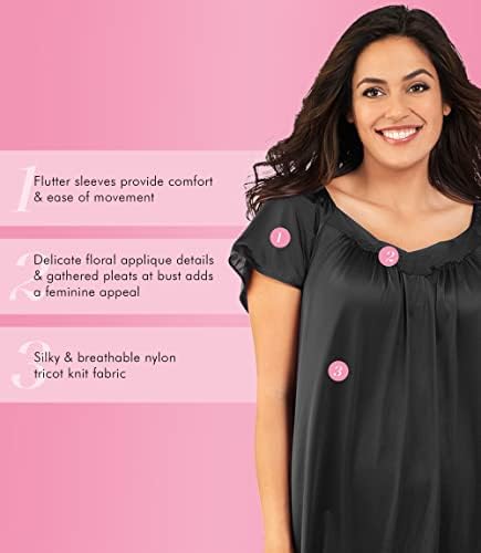 Exquisite Form Women's 30109 Nylon Tricot Flutter Sleeve Short Knee Length Nightgown - Image 4