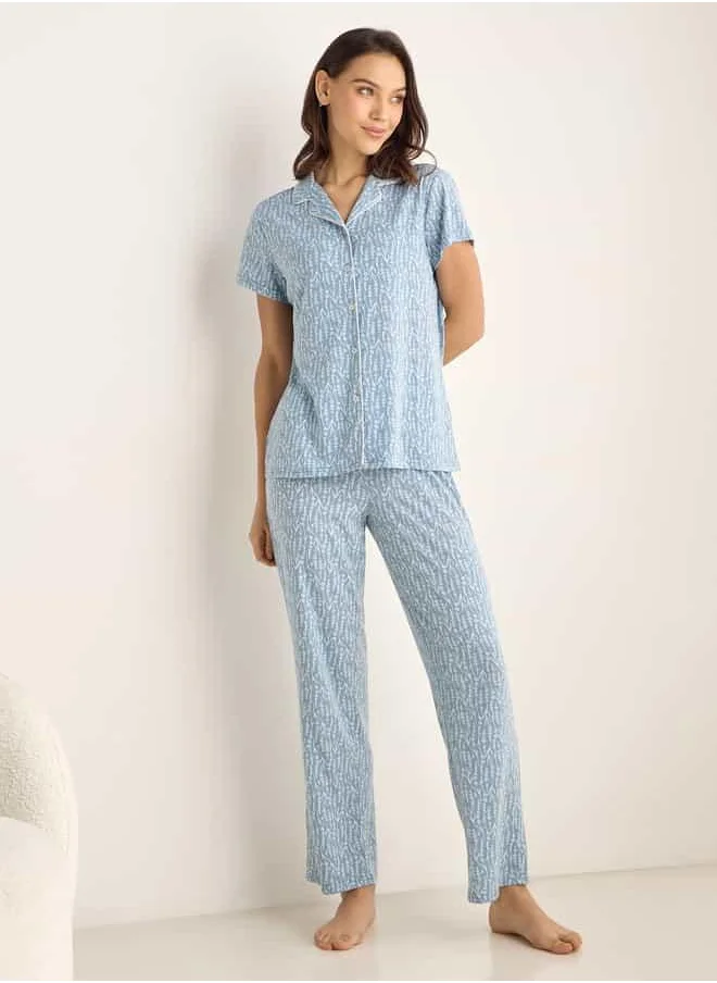 فاف Floral Print Shirt and Pyjama Set