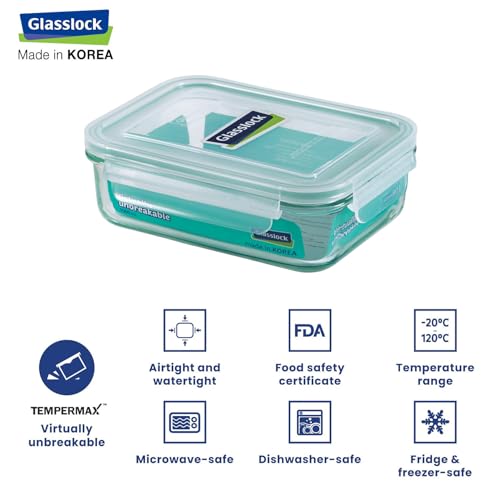 Glasslock Korea Tempered Glass Storage Containers with Lid - Classic 1000ml Rectangle - Airtight Food Storage Kitchen Container - Office Lunch Tiffin Box/Bowl, Microwave/Dishwasher/Fridge/Freezer Safe - Image 3