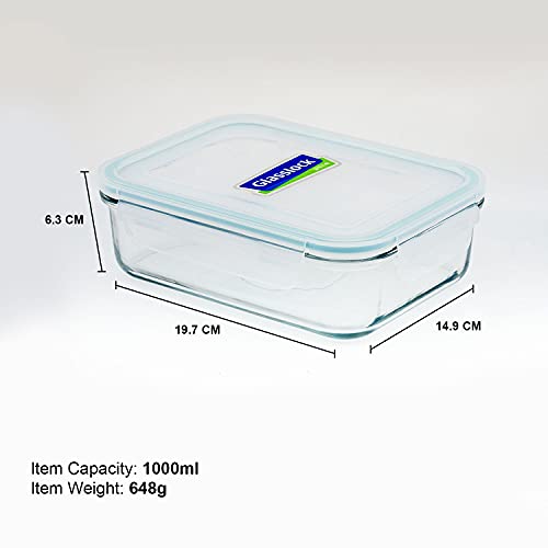 Glasslock Korea Tempered Glass Storage Containers with Lid - Classic 1000ml Rectangle - Airtight Food Storage Kitchen Container - Office Lunch Tiffin Box/Bowl, Microwave/Dishwasher/Fridge/Freezer Safe - Image 5