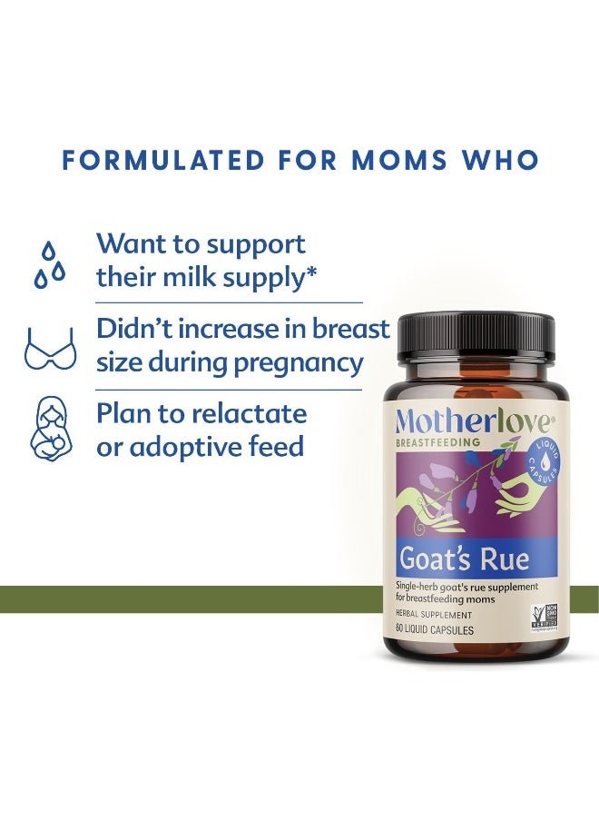 Motherlove - Motherlove - Goat’s Rue, Potent Herbal Breastfeeding Supplement, Supports Mammary Tissue Growth and Breast Milk Supply, Alcohol-Free Vegan Liquid Capsules with Organic Herb, 60 ct. - Image 1