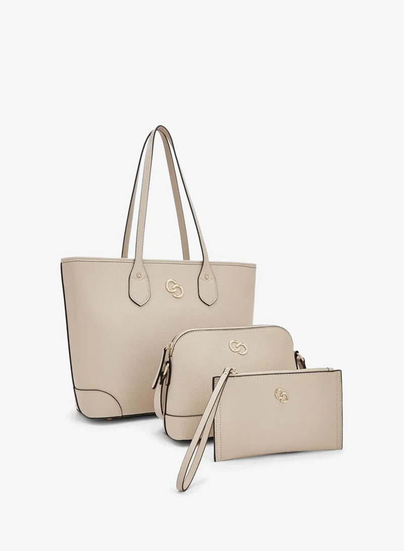 Celeste IVORY Solid Tote Bag With Crossbody Bag And Pouch for Women | Best Price UAE
