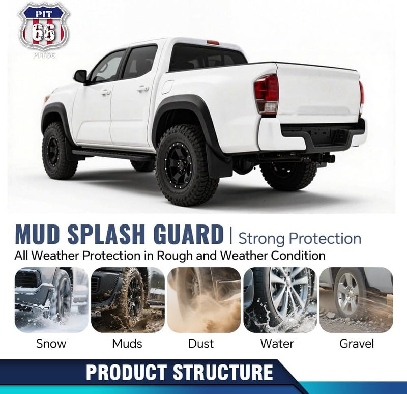 PIT66 Heavy Duty Mud Flaps Kit for 2005-2015 Toyota Tacoma with OEM Fender Flares - 4 Pieces - Image 5