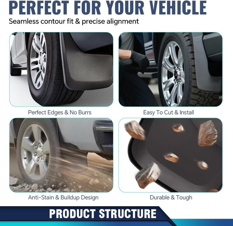 PIT66 Heavy Duty Mud Flaps Kit for 2005-2015 Toyota Tacoma with OEM Fender Flares - 4 Pieces - Image 2