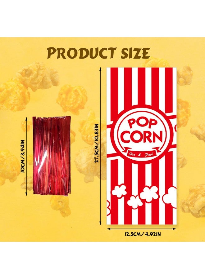 Rainmae 150 Pcs Popcorn Bags For Party, Carnival Party Treat Bags Set, 150 Pcs Cellophane Candy Bags Stripe Cookie Snack Bags With 150 Twist Ties For Christmas Circus Party Favor Supply Cupcake Bags  - Image 3