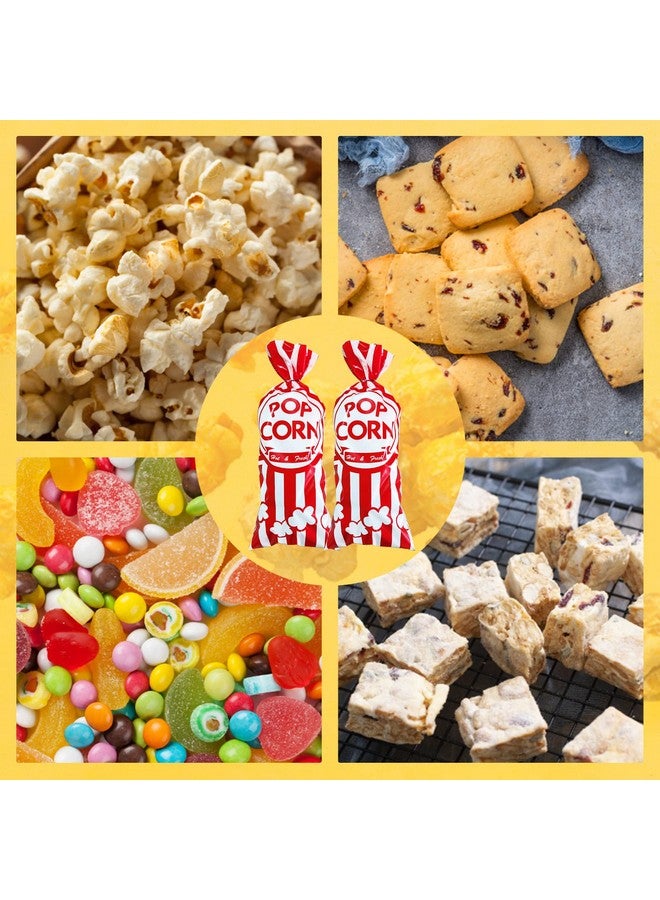 Rainmae 150 Pcs Popcorn Bags For Party, Carnival Party Treat Bags Set, 150 Pcs Cellophane Candy Bags Stripe Cookie Snack Bags With 150 Twist Ties For Christmas Circus Party Favor Supply Cupcake Bags  - Image 5
