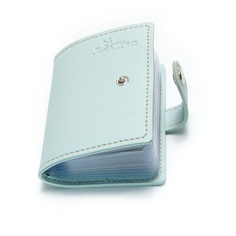 Karlling credit card holder wallet for women/man soft leather business card holder card case organizer bag with 20 card sleeves inside(Light Blue) - Image 3