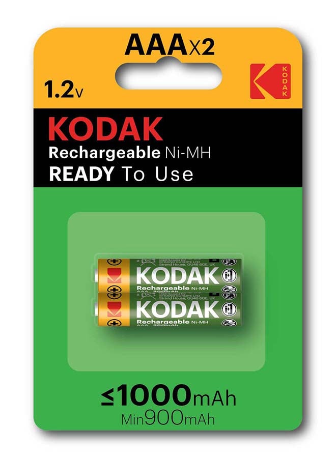KODAK | AAA Batteries Rechargeable | Triple A | Ni-MH 1000mAh 1.2V | 2 Pack - Image 1