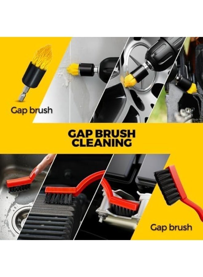 HPMY 23-Pack Drill Brush Cleaning Set, Power Tool Scrub Brushes with Scrub Pads & Sponge, Electric Drill Attachments for Deep Home Cleaning - Yellow - Image 5