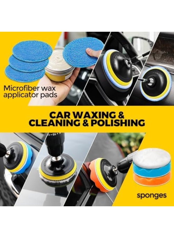 HPMY 23-Pack Drill Brush Cleaning Set, Power Tool Scrub Brushes with Scrub Pads & Sponge, Electric Drill Attachments for Deep Home Cleaning - Yellow - Image 4