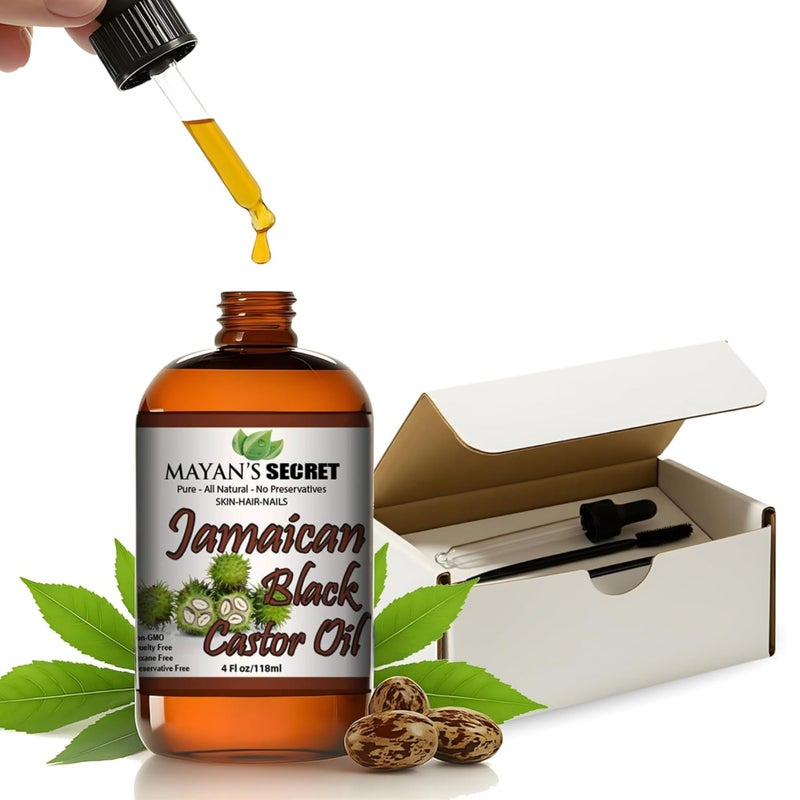 Mayan's Secret - Jamaican Black Castor Seed Oil 4oz - 100% Pure & Organic | Black Jamaican Castor Oil for Hair Growth, Eyelashes, Beard & Skin - Image 1