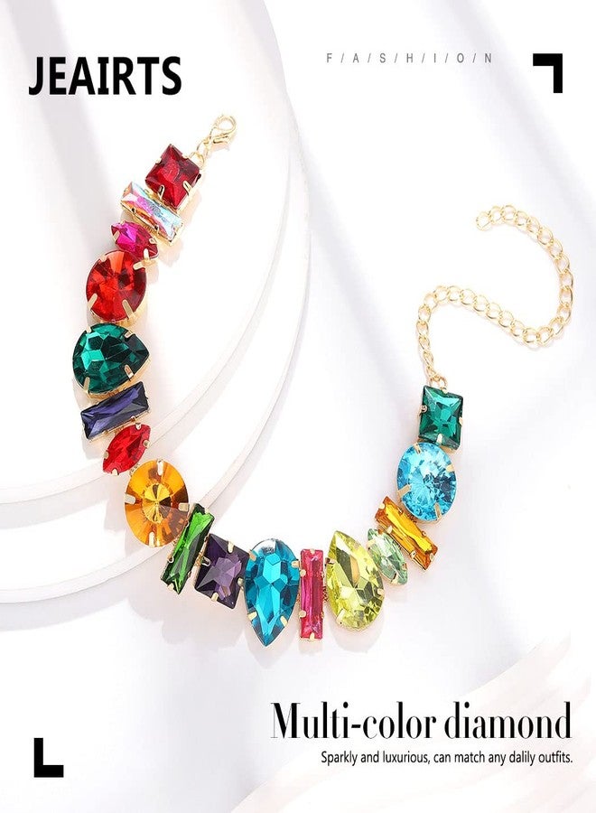 JEAIRTS Rhinestone Choker Necklace Sparkly Crystal Choker Statement Prom Necklaces for Women(2-Colorful) - Image 3